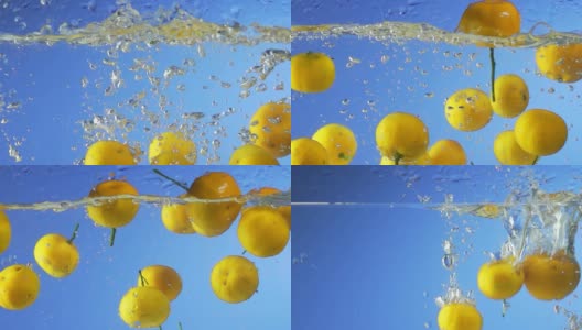 橙子扑水(超级慢镜头)高清在线视频素材下载