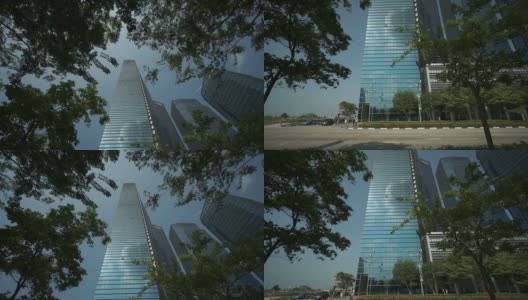从地面看，新加坡摩天大楼高清在线视频素材下载