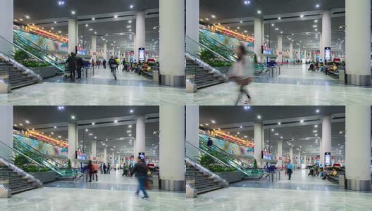 时光流逝:中国澳门机场出发大厅的旅客拥挤高清在线视频素材下载