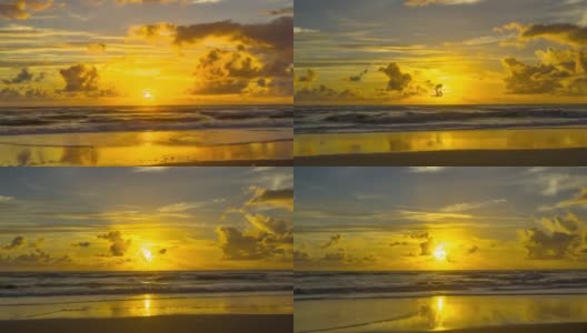 美丽的HDR在巴西巴伊亚的热带海滩的日出时间。高清在线视频素材下载