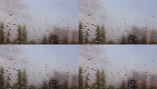 雨落在窗玻璃上高清在线视频素材下载