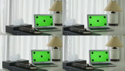 空的笔记本显示，绿色屏幕高清在线视频素材下载