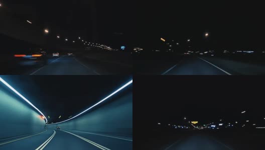 夜间高速公路上的汽车行车记录仪延时高清在线视频素材下载