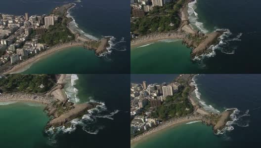 鸟瞰伊帕内玛海滩半岛，巴西里约热内卢高清在线视频素材下载