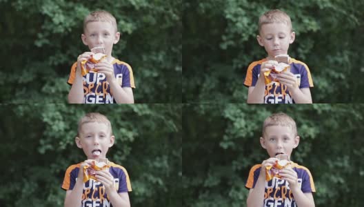 男孩吃冰淇淋高清在线视频素材下载