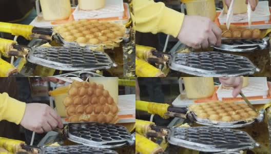 制作香港老式蜂巢华夫饼。刚在店里用钢痣做的高清在线视频素材下载