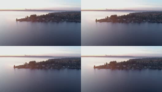 贝尔维尤西雅图鸟瞰图华盛顿湖景观天际线高清在线视频素材下载