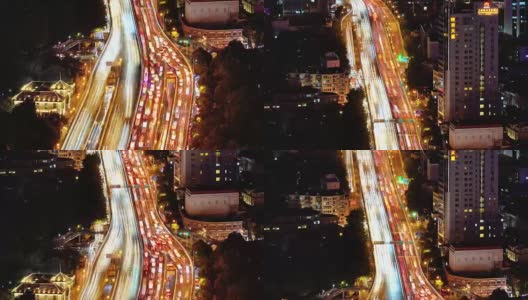 城市高架桥交通在交通时间流逝，上海，中国高清在线视频素材下载