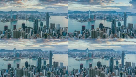 香港太平山顶城市天际线。4k时间推移高清在线视频素材下载