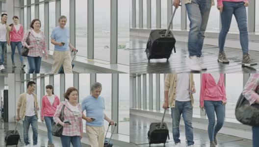 亚洲乘客走向机场登机口高清在线视频素材下载