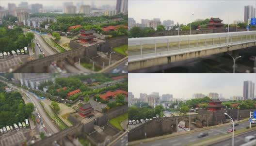 武汉市齐一门寺交通道路路口日时空中全景4k倾斜移位中国高清在线视频素材下载