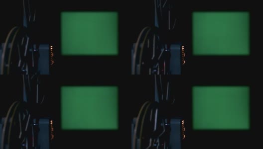 透过电影放映机向绿幕播放超8毫米电影高清在线视频素材下载