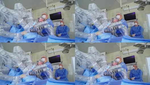 用于手术操作的机器人技术。医院医用外科机器配机器人外科系统高清在线视频素材下载