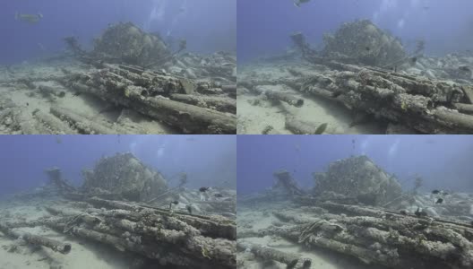 海底沉船的残骸。高清在线视频素材下载