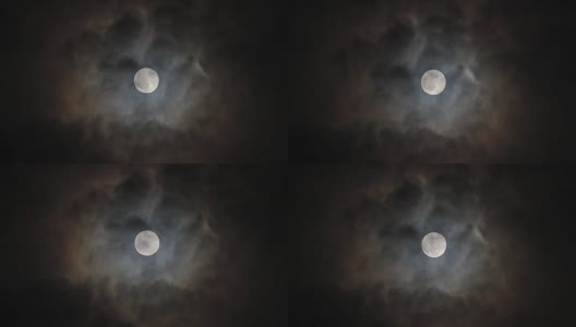 有满月和云的夜空高清在线视频素材下载