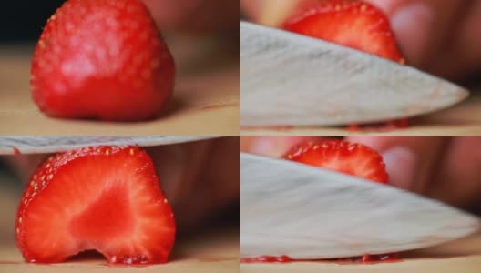 厨师切草莓高清在线视频素材下载