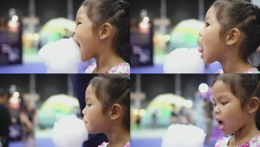 吃棉花糖的小女孩高清在线视频素材下载