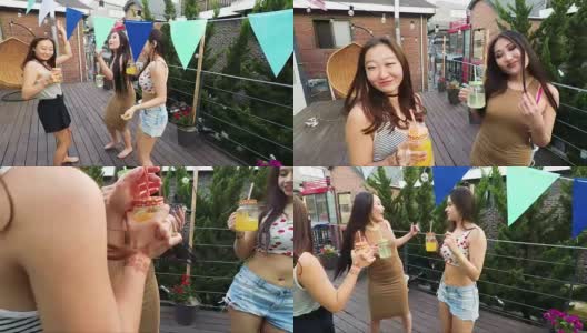 朋友聚会和乐趣的屋顶露台在首尔高清在线视频素材下载