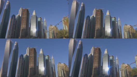 迪拜码头的玻璃建筑摩天大楼高清在线视频素材下载