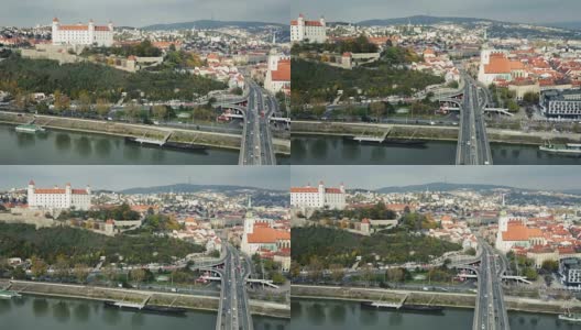 多瑙河上的古城布拉迪斯拉发高清在线视频素材下载
