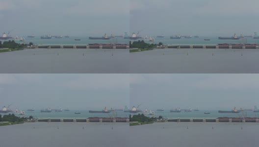 日光新加坡城市码头水货船停泊屋顶全景4k时间推移高清在线视频素材下载