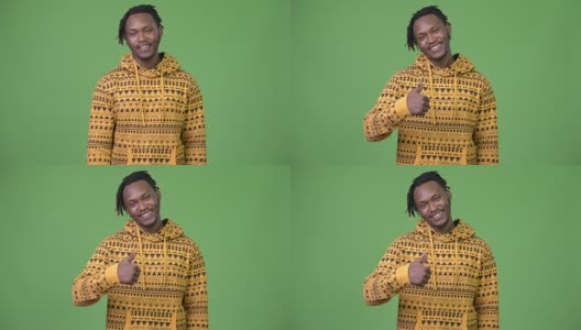 年轻英俊的非洲男人竖起大拇指高清在线视频素材下载