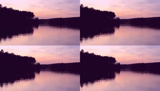 河上粉红色的夕阳高清在线视频素材下载