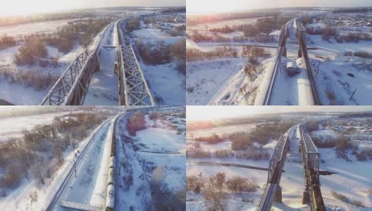Slowmotion。冬季火车车厢俯视图高清在线视频素材下载