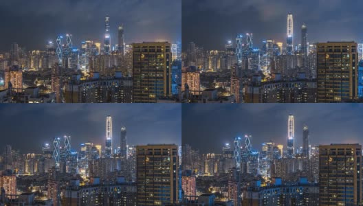 T/L MS HA ZI Shenzhen CBD skyline at night/中国深圳高清在线视频素材下载