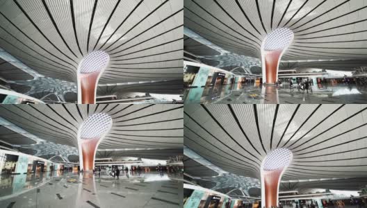 中国北京大兴机场建筑的慢镜头高清在线视频素材下载