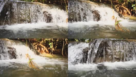 慢镜头中的瀑布-阿尔泰自然保护区高清在线视频素材下载