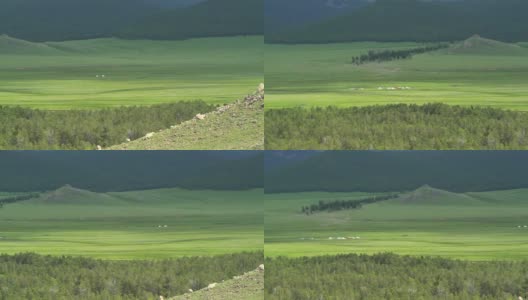 蒙古包帐篷在蒙古地理大山谷高清在线视频素材下载
