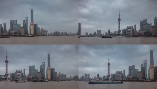 时光流逝，上海外滩陆家嘴金融中心，中国，天气恶劣。高清在线视频素材下载