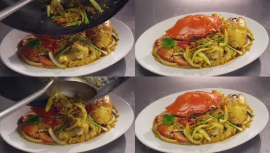 泰式咖喱炒蟹高清在线视频素材下载