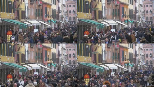 繁忙的威尼斯大街上的游客和市民高清在线视频素材下载