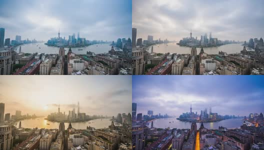 时间流逝，上海由夜到日的过渡高清在线视频素材下载
