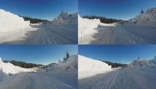 山区的冬季道路高清在线视频素材下载