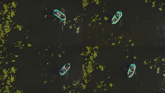 拉脱维亚Lake and Boat上空的4k天线高清在线视频素材下载