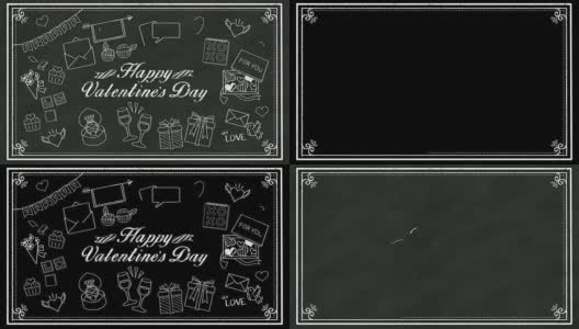 在黑板上手写“情人节快乐”的概念。黑板。高清在线视频素材下载