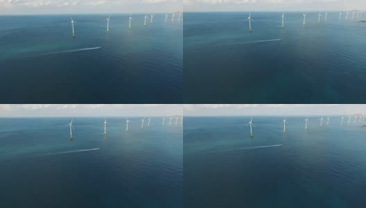韩国济州岛的海上风力涡轮机高清在线视频素材下载