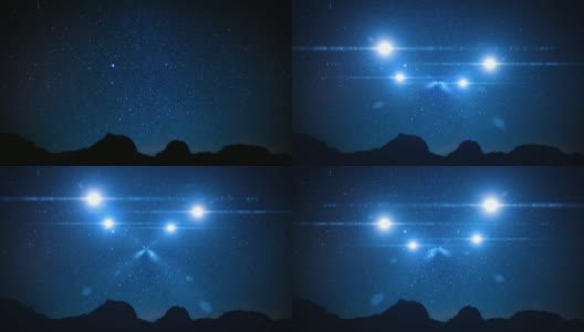沙漠夜空中的四个不明飞行物高清在线视频素材下载