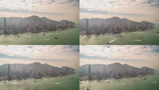 延时:航拍香港市中心高清在线视频素材下载