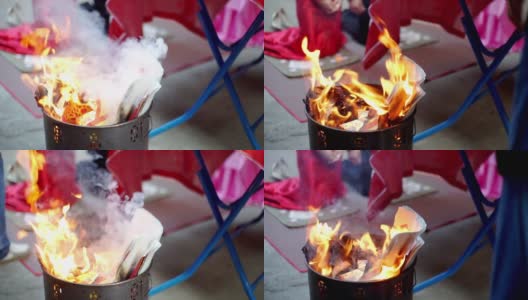 烧纸祭祖，中国古老的传统节日。高清在线视频素材下载