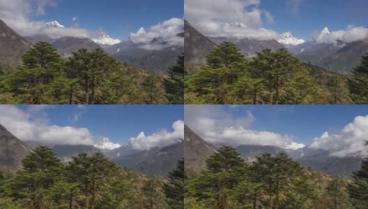 喜马拉雅山包括珠穆朗玛峰，Lhotse和Ama Dablam的时间推移高清在线视频素材下载