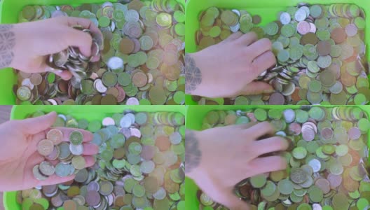 many coins of different states, close-up高清在线视频素材下载