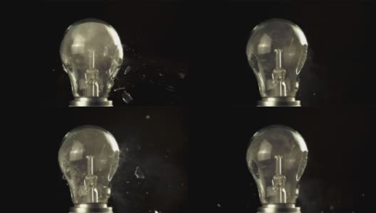 超慢动作玻璃灯泡爆裂。用高速摄像机以每秒1000帧的速度拍摄。高清在线视频素材下载