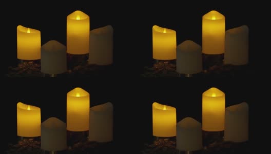 两支燃烧的蜡烛在降临节花环2。的出现高清在线视频素材下载