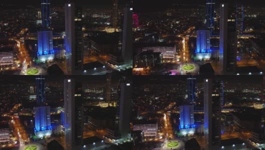 伊兹密尔土耳其城市中心夜间空中4k股票视频高清在线视频素材下载