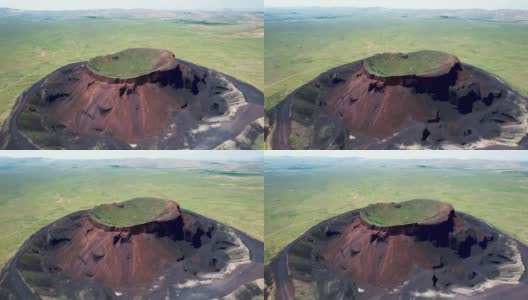 鸟瞰图的草原和灭绝的火山口，中国高清在线视频素材下载