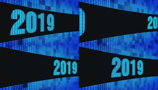 2019年新年快乐边文字滚动LED墙面板显示指示牌高清在线视频素材下载